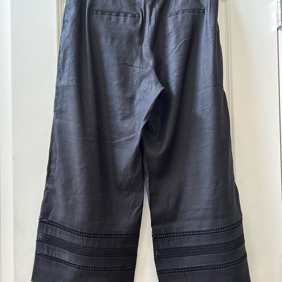 White House Black Market linen blend wide leg crop pants. Lace detail. Like new! - Picture 6 of 15